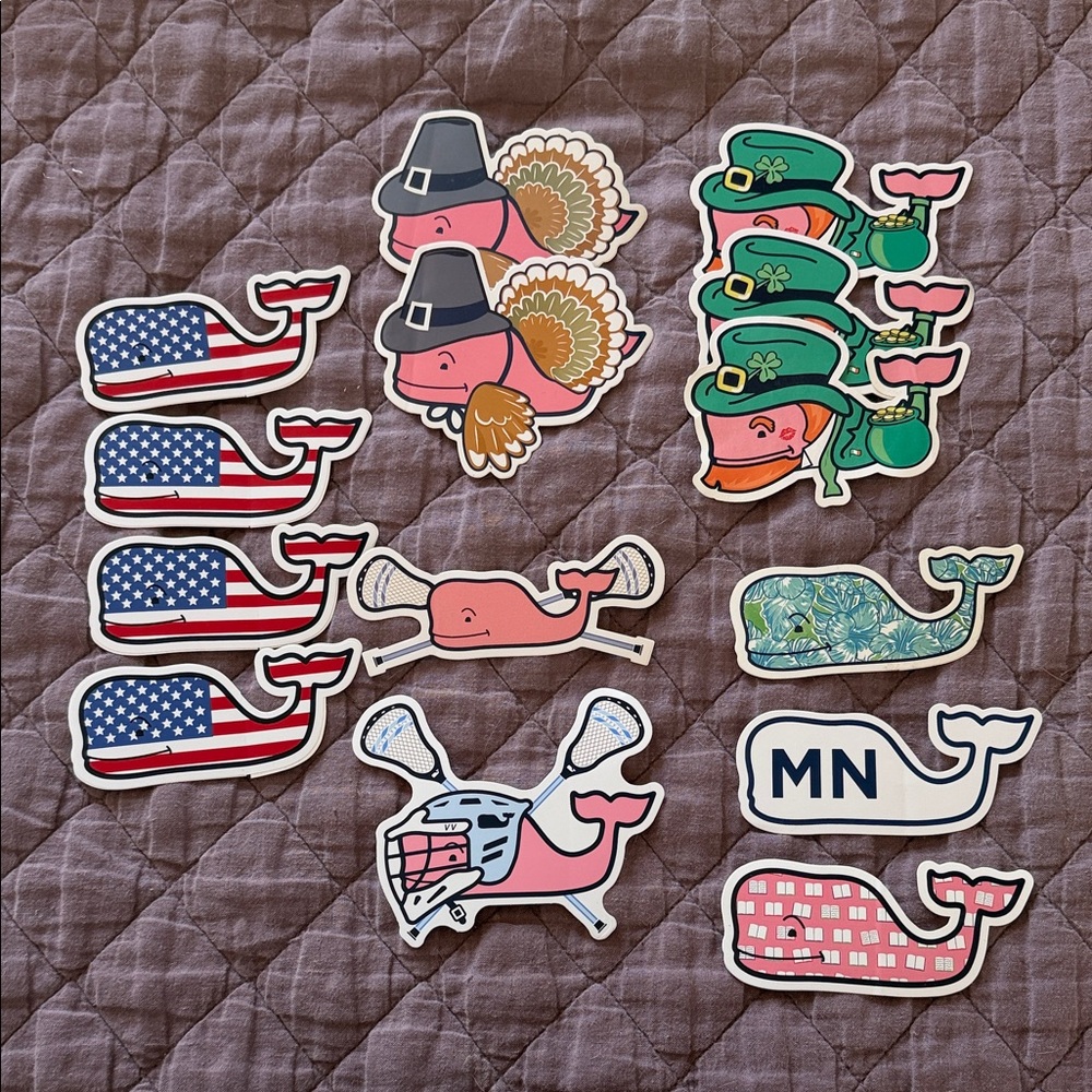 Vineyard Vines Sticker Lot (15) - Patriotic & Themed Whales